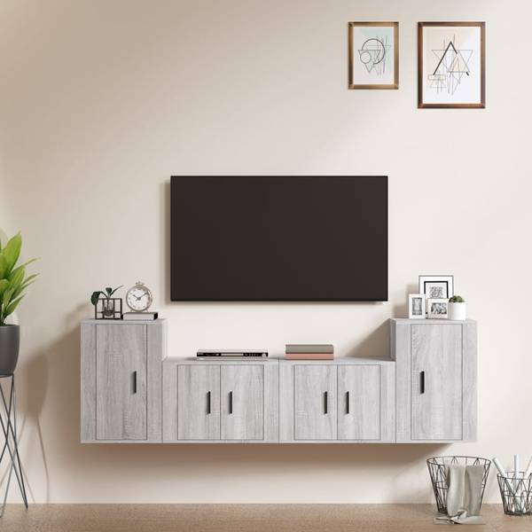 TV-Schrank 3030011 (4-teilig) Grau - Holzwerkstoff - 57 x 40 x 34 cm