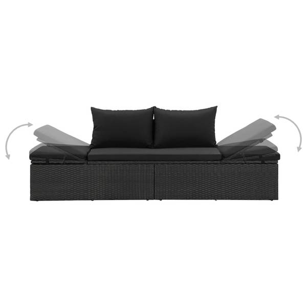 Ligbed 46224 zwart - staal - 60 x 60 x 195 cm