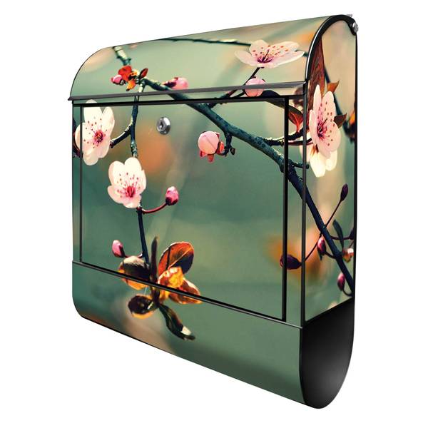 Briefkasten Stahl Japankirsche Schwarz - Stahl - 38 x 46 x 13 cm