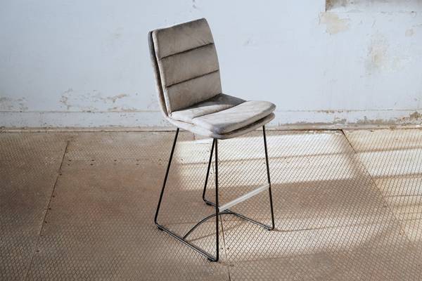 Tabouret de bar VINCE microfibre gris Gris - Microfibre - 45 x 105 x 58 cm