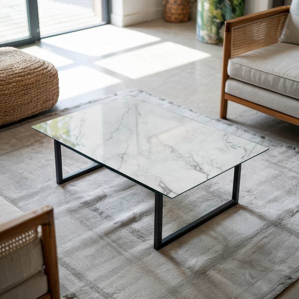 Glasplatte Carrara 80 x 60 cm
