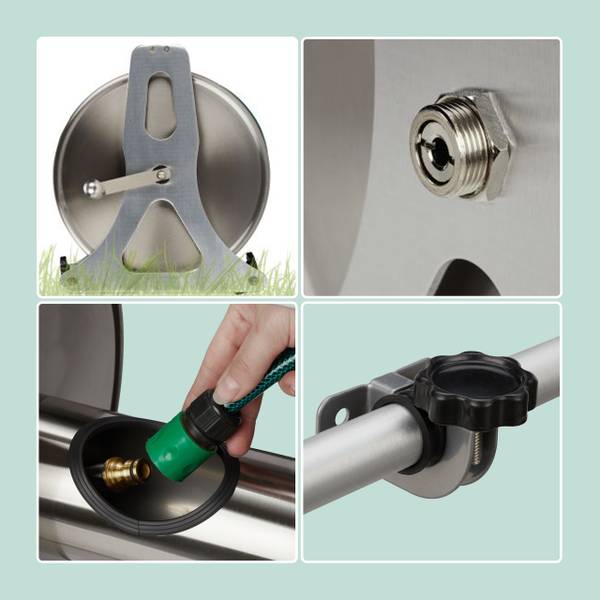 Schlauchtrommel Edelstahl Gold - Silber - Aluminium - Kupfer - 40 x 31 x 36 cm