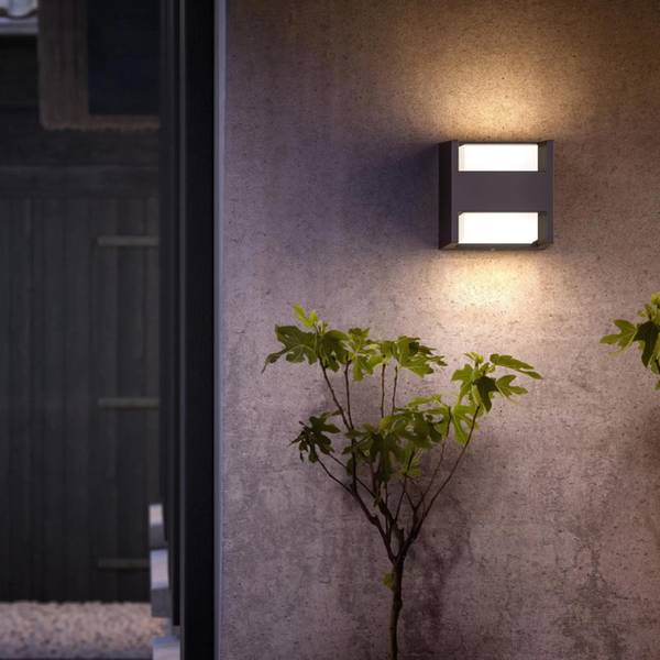 Wandleuchte Mygarden Grau - Aluminium - Klarglas - 13 x 13 x 13 cm