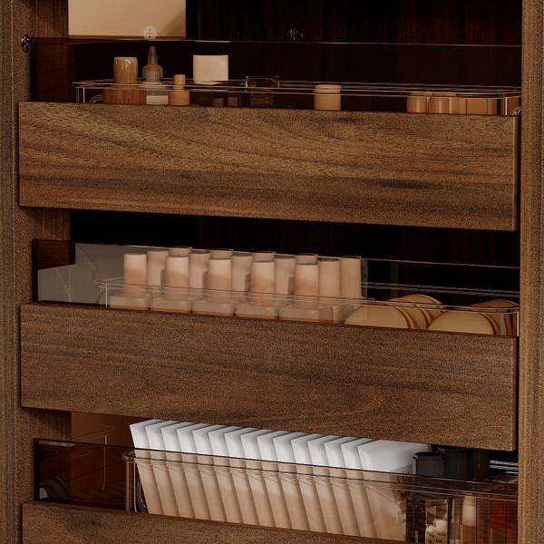 Kommode GCY70 Braun - Holzwerkstoff - Glas - 40 x 81 x 40 cm