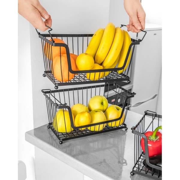 Obstkorb 3er Set SET272 Schwarz - Metall - 18 x 41 x 31 cm