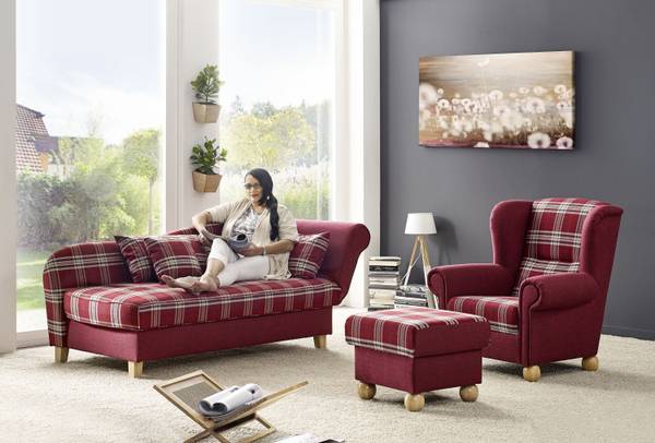 Monarch Ohrenbackensessel Rot - Polyester - 93 x 103 x 87 cm