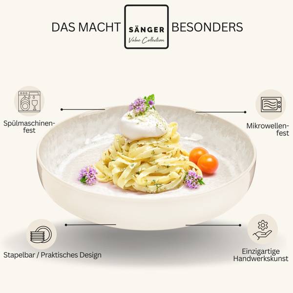 Pastaschalen Set Key West - 6 teilig Beige - Stein - 23 x 5 x 23 cm