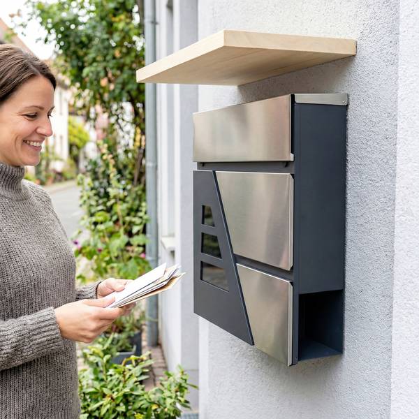 Briefkasten B80-019V00CG Grau - Metall - 10 x 37 x 37 cm