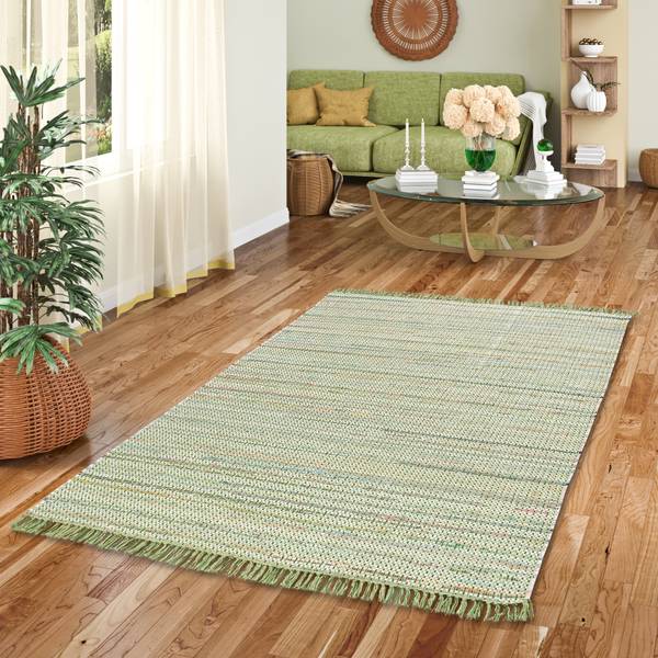 Baumwolle Natur Teppich Cayenne Grün - 170 x 240 cm