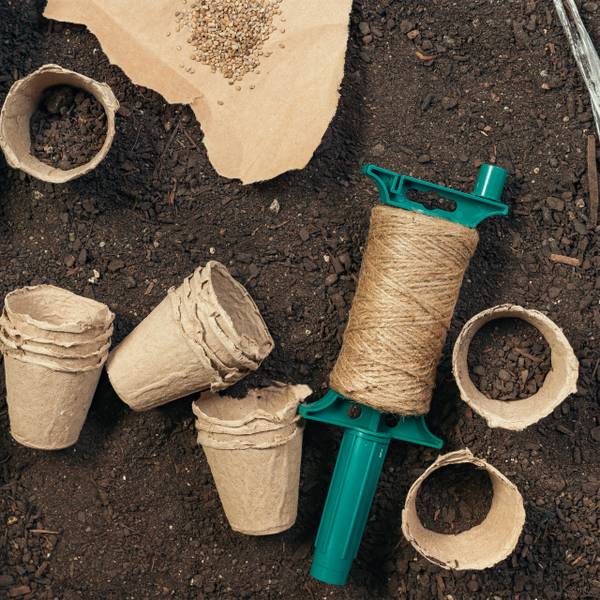 Jute touw 1 mm x 500 m set van 2 bruin - natuurvezel - 9 x 15 x 9 cm