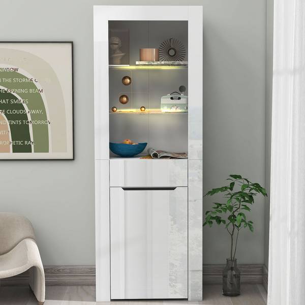 Highboard Neptunus Ⅱ Weiß - Stahl - Farbglas - 36 x 165 x 60 cm