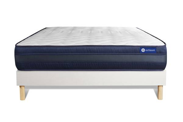 Bettgestell und Matratze Actimemo tech Weiß - Massivholz - 130 x 53 x 200 cm
