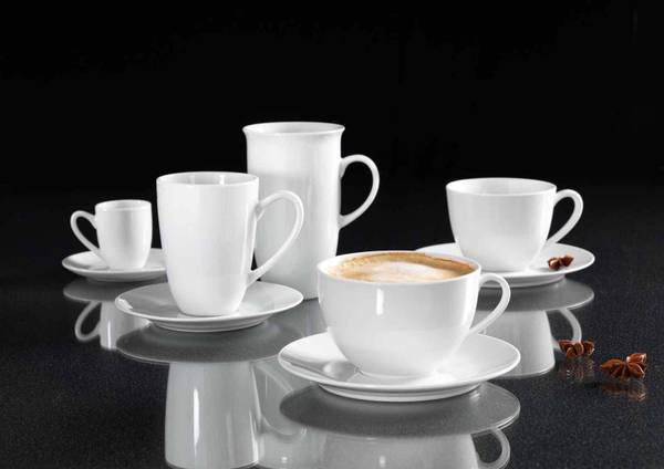 Kaffeetassen Bianco 6er Set Weiß - Porzellan - 11 x 8 x 11 cm