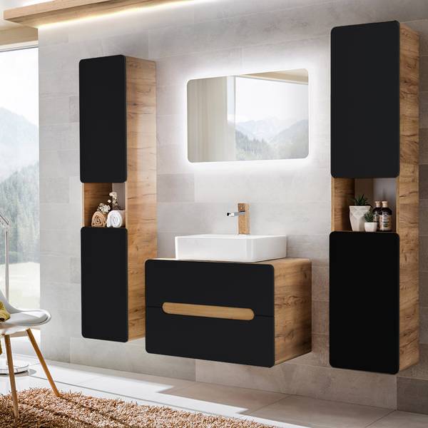 Badmöbel-Set NEW-LUTON-89 4er-Set Grau - Holzwerkstoff - 180 x 200 x 46 cm