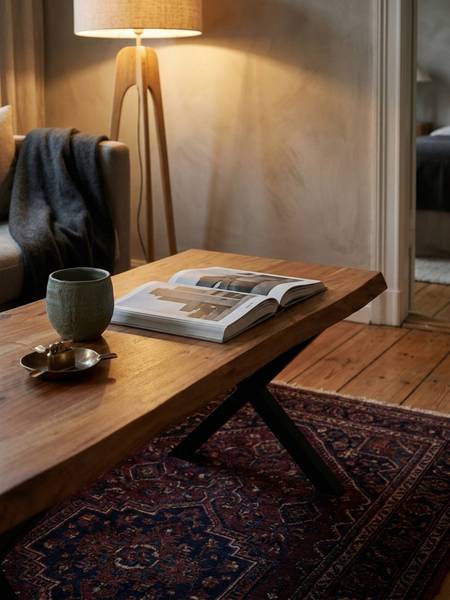 Couchtisch SANABRIA mit X-Gestell Braun - Akazie - 120 x 46 x 60 cm