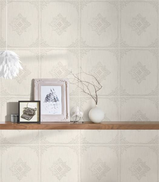 Vliestapete 4144 Barock Optik modern Creme - Grau