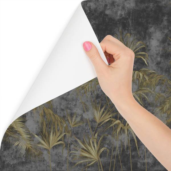 Fotobehang BLADEREN Beton Abstractie beige - zwart - bruin - grijs - vlies - 405 x 270 x 270 cm
