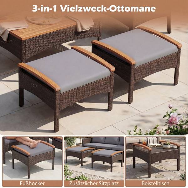 Garten-Sitzgruppe TI97388SD 5-tlg. Grau - Rattan - 580 x 450 x 61 cm