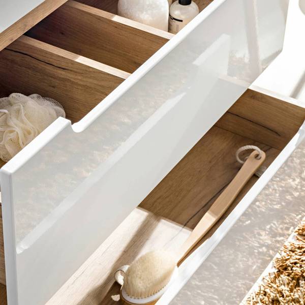 Waschbeckenschrank LUTON-56-538 Weiß - Holzwerkstoff - 141 x 62 x 46 cm