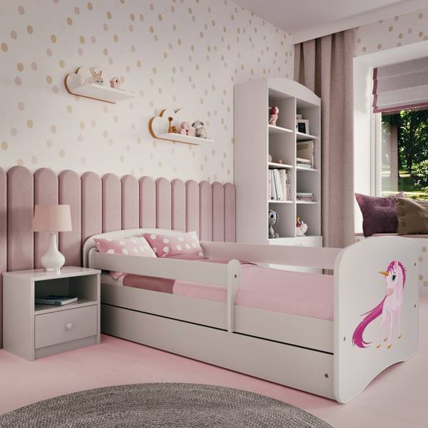 Kinderbett Einhorn Weiß - Holzwerkstoff - 80 x 61 x 144 cm