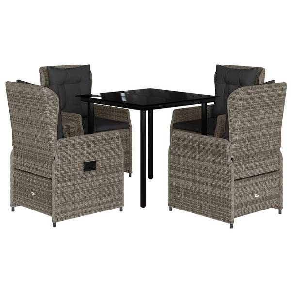 Garten-Essgruppe 3048866-3 5-teilig Grau - Polyrattan - 80 x 74 x 80 cm