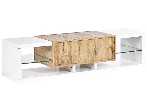 TV-kast FULERTON bruin - wit - plaatmateriaal op houtbasis - 160 x 40 x 42 cm