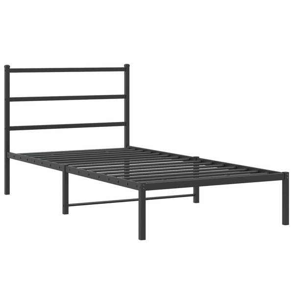 Bettgestell mit Kopfteil X105 Schwarz - Metall - 112 x 90 x 207 cm