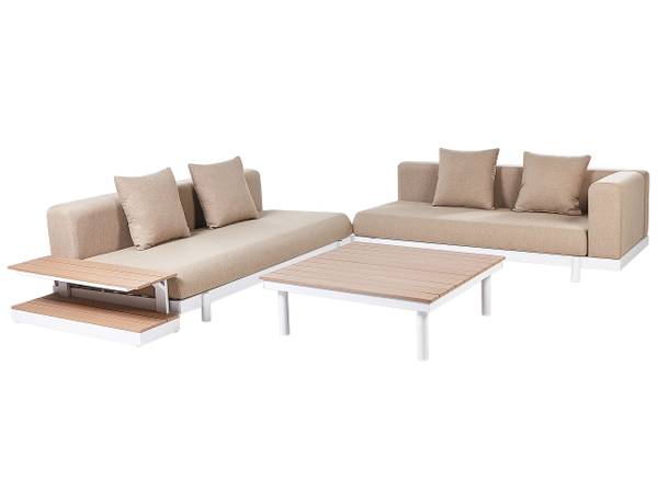 Sitzgruppe MISSANELLO 8-tlg Beige - Weiß - Textil - 190 x 61 x 190 cm