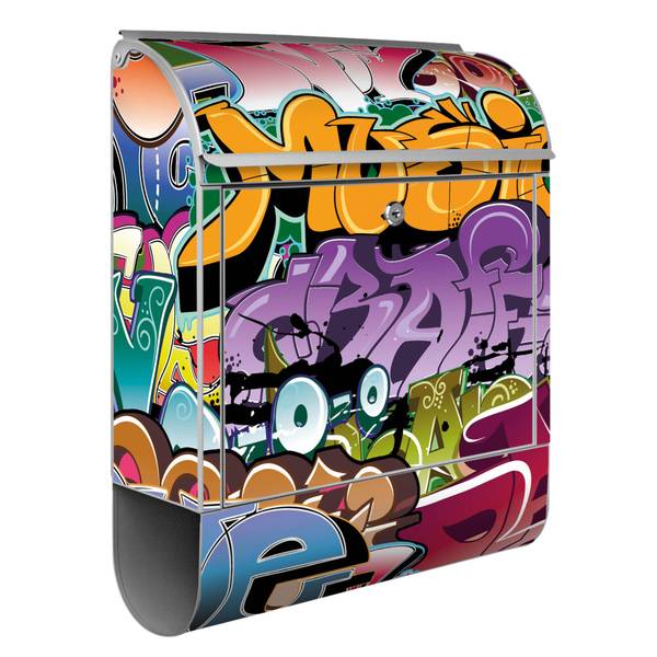 Briefkasten Stahl Graffiti Grau - Stahl - 38 x 46 x 13 cm