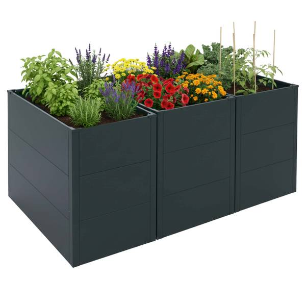 Hochbeet P64 (3er-Set) Grün - Stahl - 150 x 77 x 100 cm