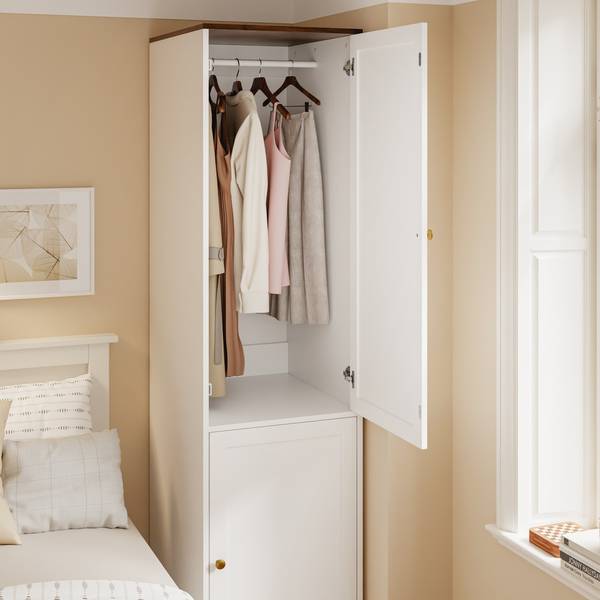 Kleiderschrank KSB03-W Braun - Weiß - Holzwerkstoff - 55 x 187 x 45 cm