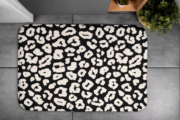 Badteppich Leopardenmuster Schwarz - Polyester - 75 x 45 x 75 cm