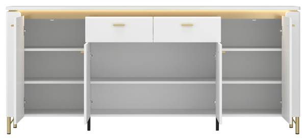 Sideboard LAZIO Gold - Weiß - Holzwerkstoff - 201 x 88 x 40 cm