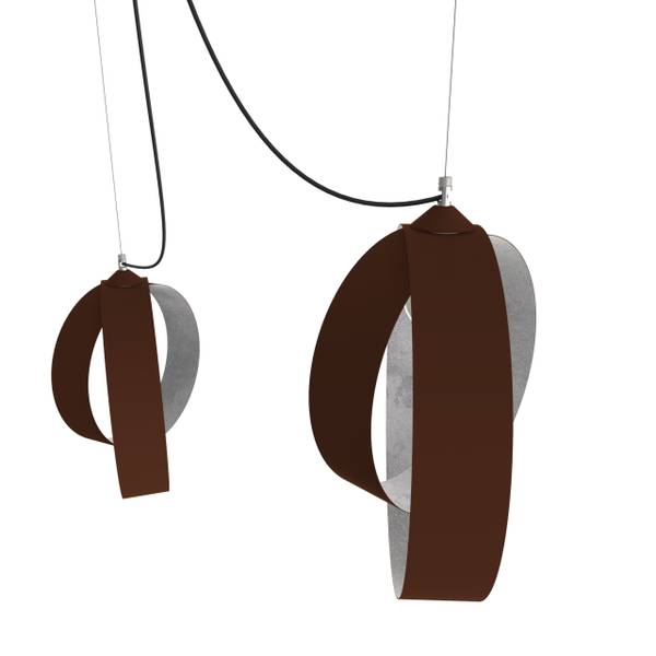 Pendelleuchte Shell X2 Braun - Silber