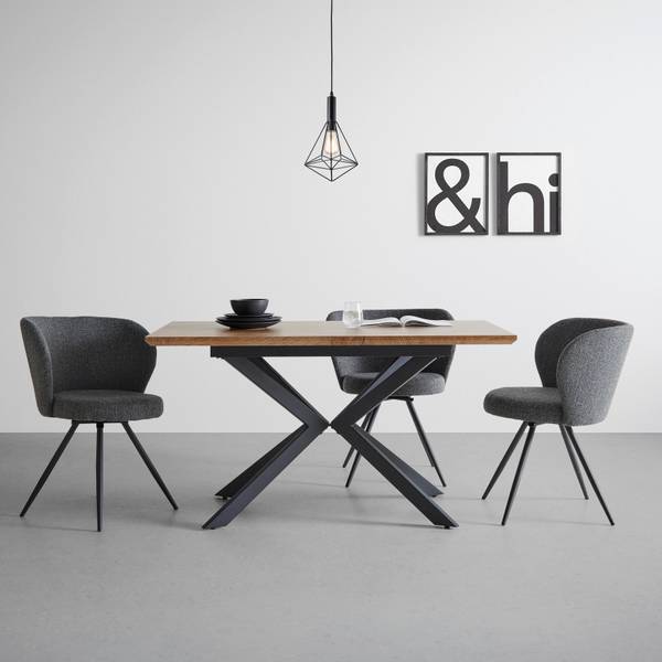 Ausziehtisch AKI Braun - Holzwerkstoff - Metall - 180 x 76 x 80 cm