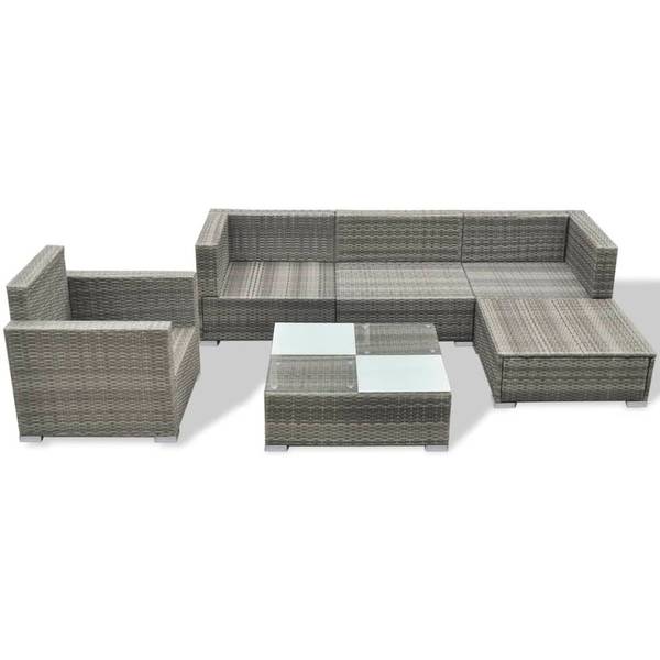 Tuinbankenset 293835 Set van 6 grijs - staal - polyethyleen - 74 x 26 x 74 cm