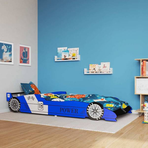 Rennwagen-Bett A Blau - Holzwerkstoff - 225 x 38 x 94 cm