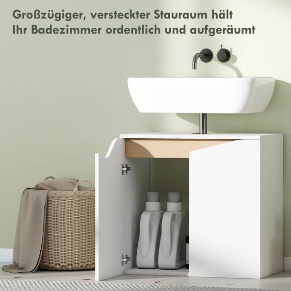 Waschbeckenunterschrank 834-904V90WT Weiß - Holzwerkstoff - 35 x 58 x 60 cm