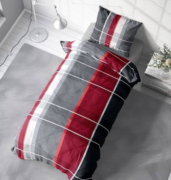 Winterbettwäsche Thermofleece Karo rot Rot - Fleece - 135 x 8 x 200 cm