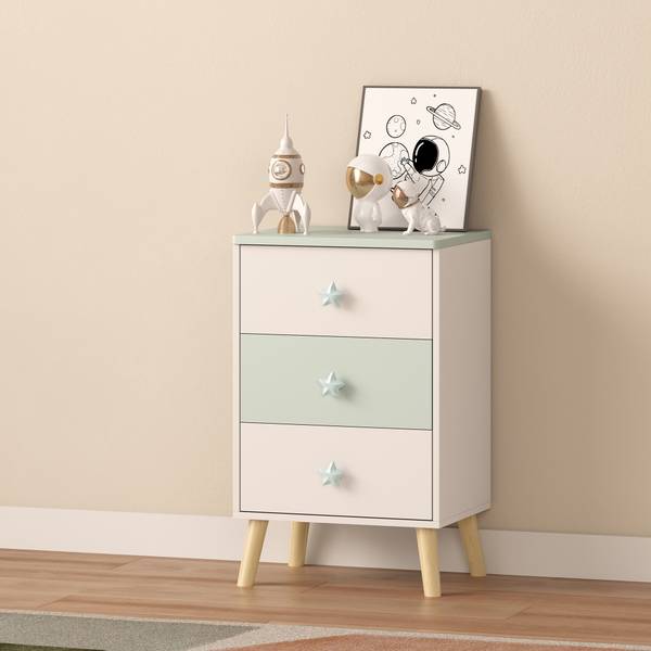 Commode pour enfants Sandnes Menthe - Blanc