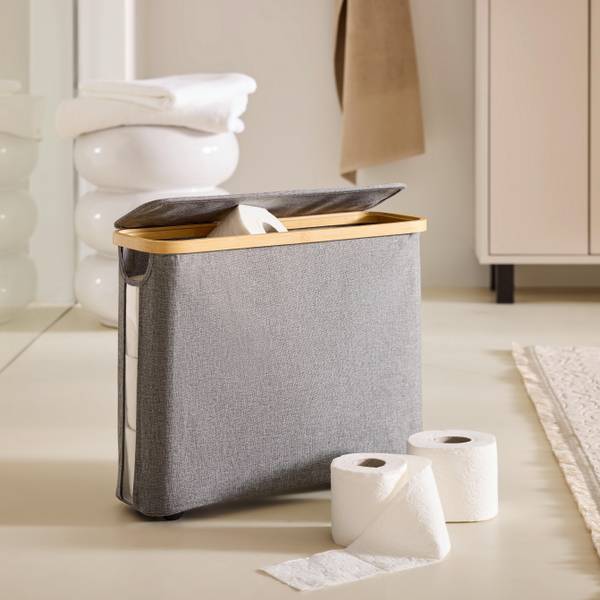 Toilettenpapierhalter ANDRE Grau - Holzwerkstoff - Papier - Kunststoff - Textil - 15 x 37 x 45 cm