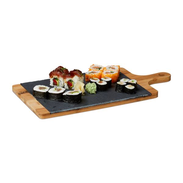 Planche de service en bambou ardoise Marron - Gris - Bambou - Pierre - 45 x 2 x 23 cm