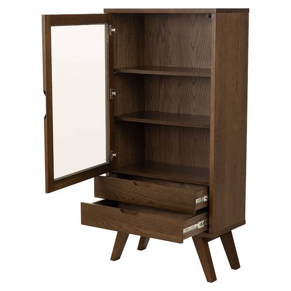 Vitrinenschrank A-Line Grau - Holz teilmassiv - 72 x 145 x 36 cm