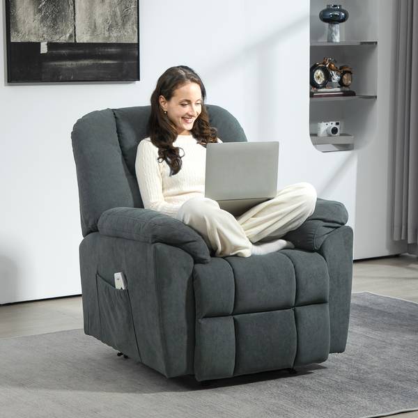 Massage-reclinerbank 83B-127V90CG grijs - polyester - velours - 88 x 101 x 97 cm
