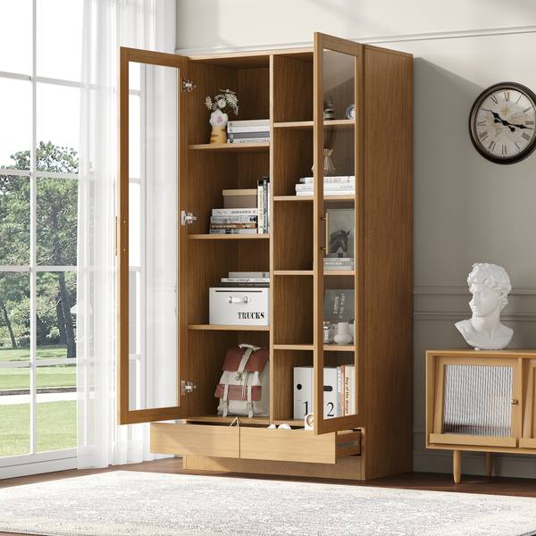 Standvitrine SHEFWoody Ⅵ Braun - Holzwerkstoff - 40 x 160 x 80 cm