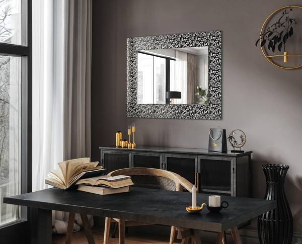 Wandspiegel Schwarz-weiße Ornamente Höhe: 80 cm