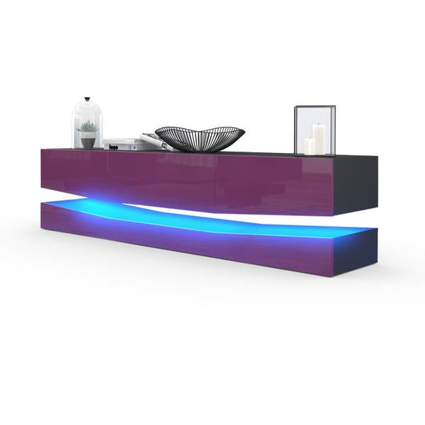 Lowboard City mit Beleuchtung Schwarz - Flieder