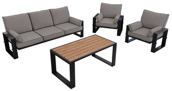 Gartenmöbel-Set ELBA Schwarz - Grau