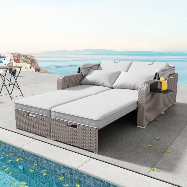 Gartenlounge Rhea Ⅳ Grün - Metall - Polyrattan - 130 x 152 x 126 cm