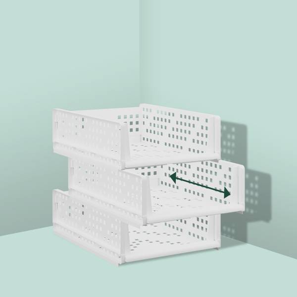 Schrank Organizer im 3er Set Weiß - Höhe: 13 cm